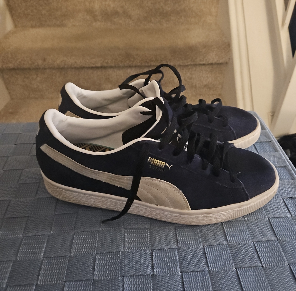 Puma Navy and White Low-Top Sneakers